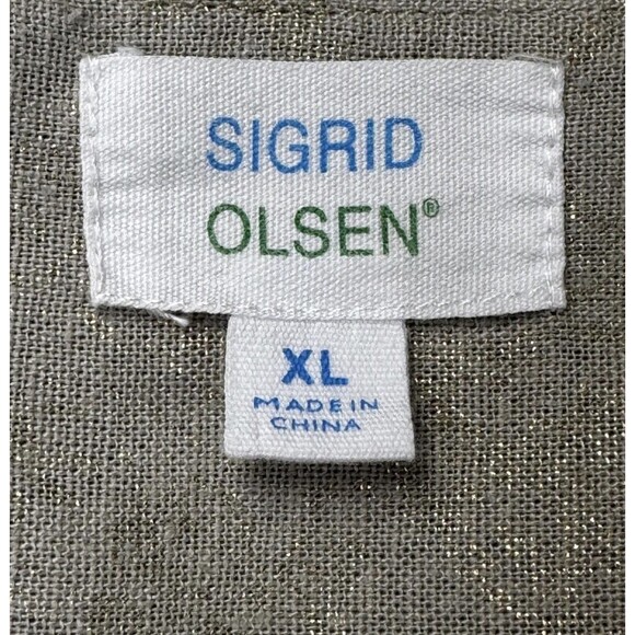 Sigrid Olsen Shirt Womens XL Gold Linen Blend Metallic Top Short Sleeve Pullover - Picture 7 of 11
